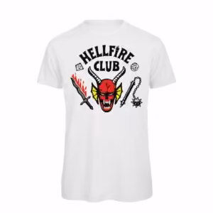 T-shirt bianca "Stranger Things - Hellfire Club"