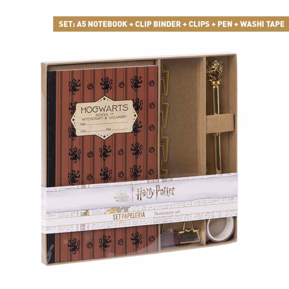 Set Cancelleria Hogwarts Grifondoro Quaderno Spillette penna