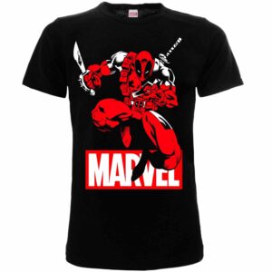 T-Shirt Nera DeadPool Combattimento Marvel
