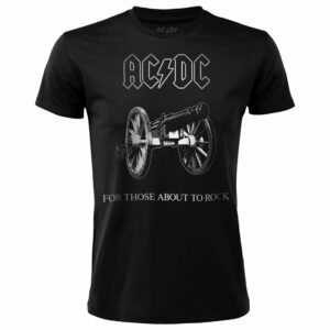 T-shirt Nera AC/DC "For Those about to rock" b/n