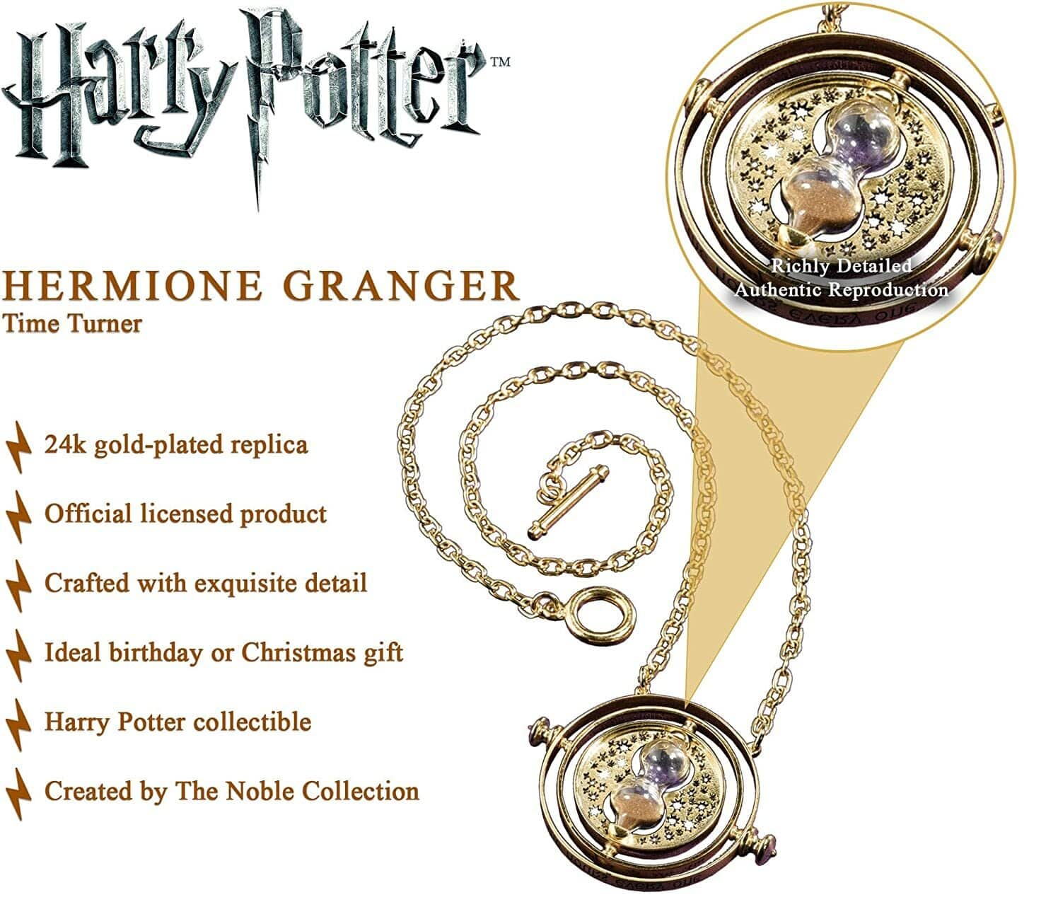 XxxNoble Collection - Harry Potter - Giratempo Di Hermione Con Contenitore  In Legno - Pidak Shop Srls