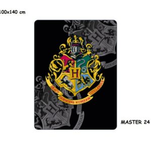 Coperta Pile Logo Hogwarts sfondo nero 100x140