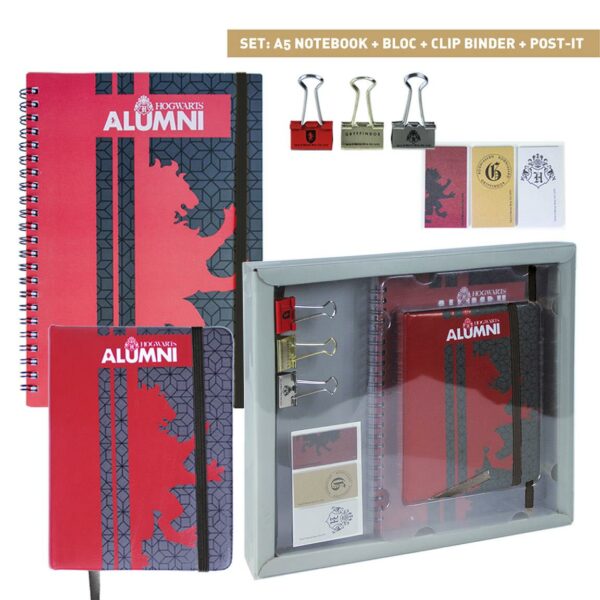 Set Cartoleria Grifondoro Alumni - Diario, Block Notes, Mollette, Post it