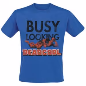 T-shirt Deadpool Busy Looking Colore Blu