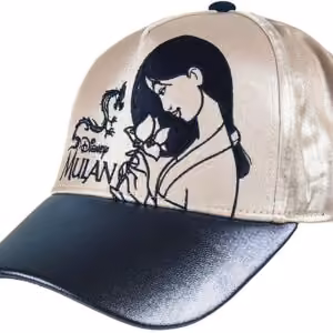Cappello Mulan con visiera oro rosa e blu regolabile