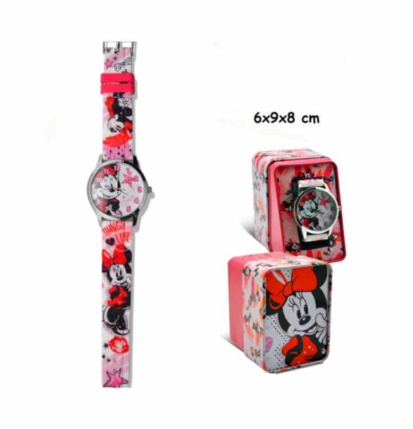 Orologio Minnie cinturino Things Life confezione Cofanetto in metallo quadrante grande