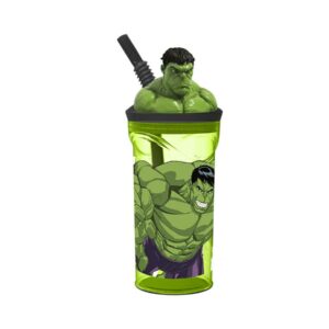 Borraccia 3d in plastica con cannuccia Hulk